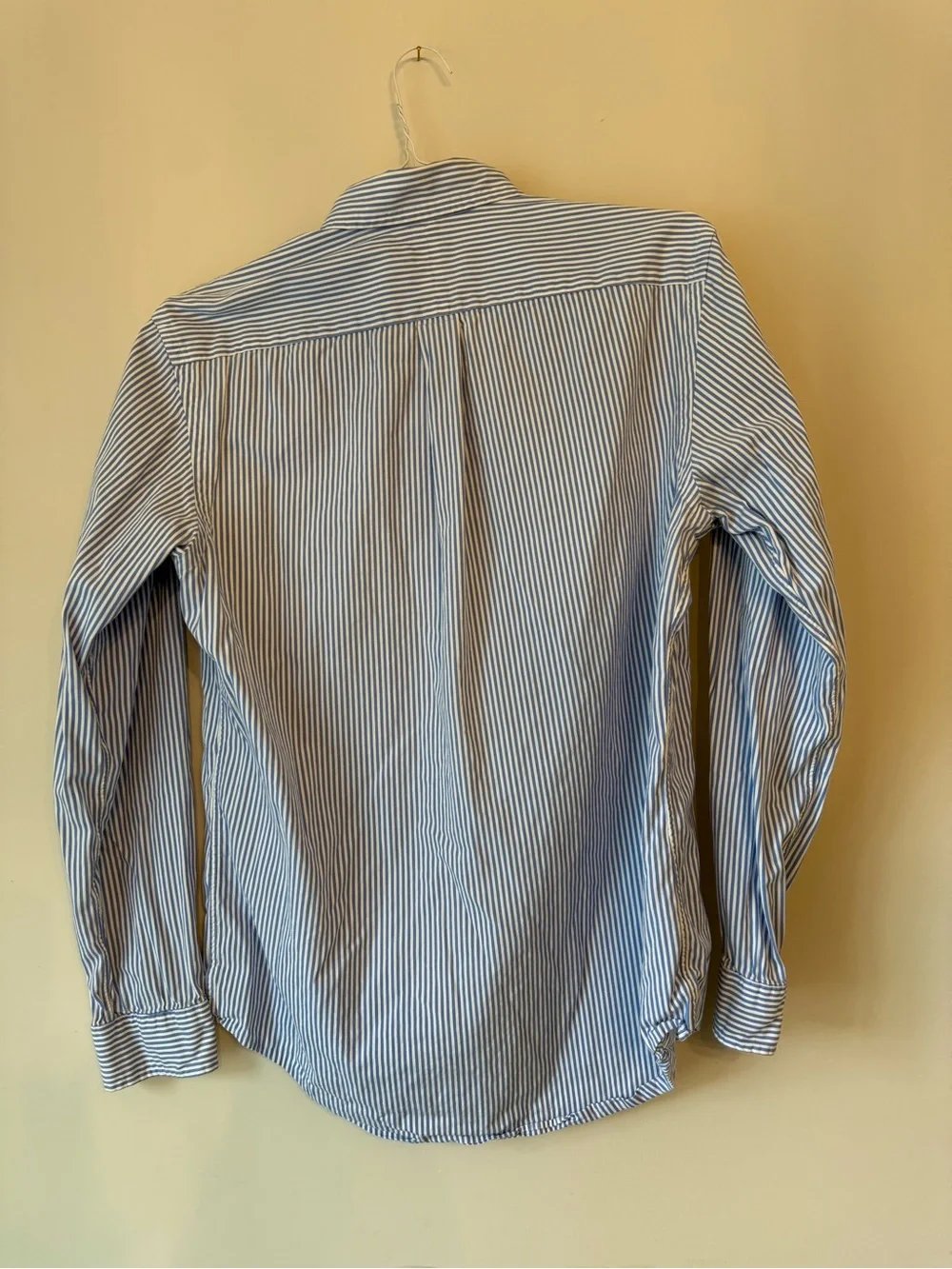Ralph Lauren Blue & White Pinstripe Button-Down Shirt with Pink Pony - Picture 2 of 3